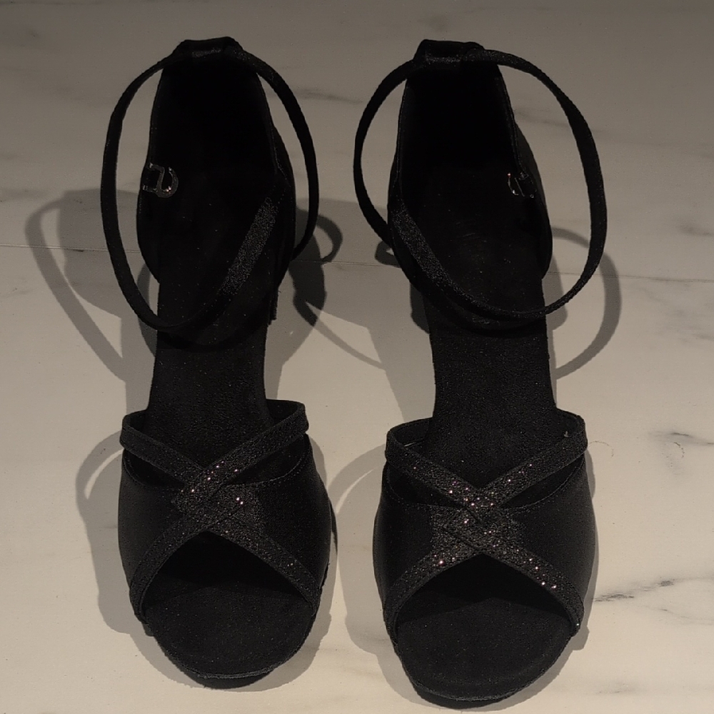 Chic Black Strappy Ball Dance Heels